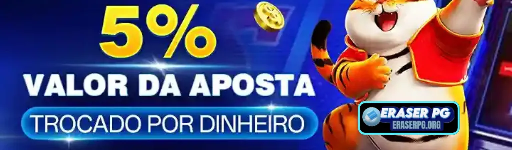 Promoção especial ERASERPG cassino com 5% de bônus nas apostas em jogos de slots.